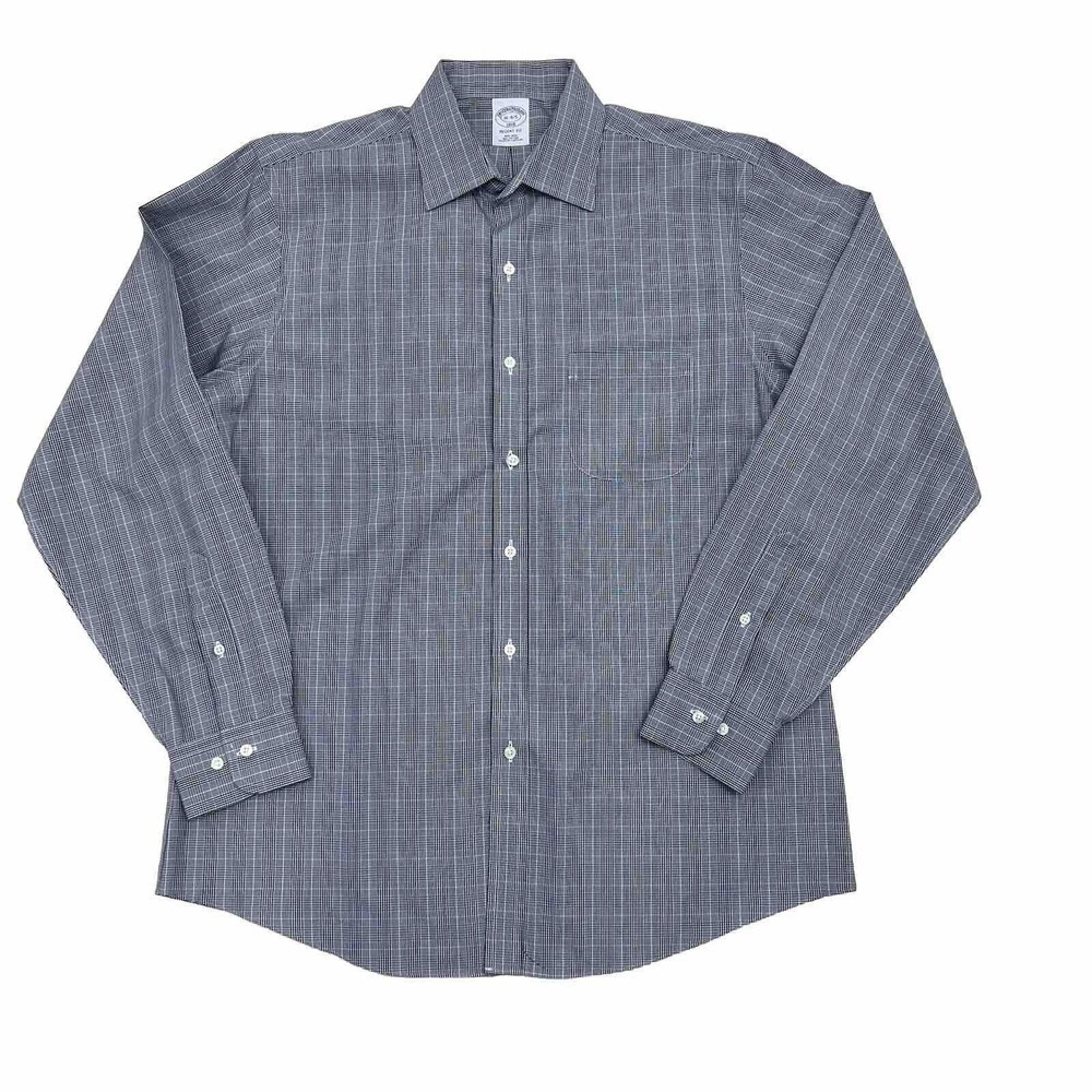 BROOKS BROTHERS Regent Non Iron Gray Plaid Dress Shirt 16-4/5 All Cotton